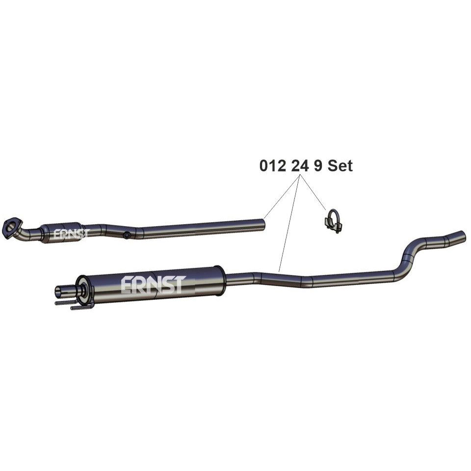ERNST 012249 Stredný Tlmič Výfuku Set, so svorkou
