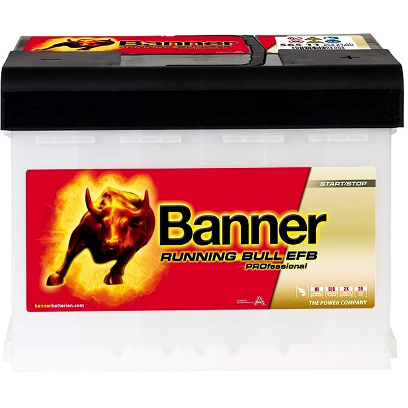 BANNER 012565110101 Autobaterie Running Bull EFB PROfessional Baterie - kapacita: 65Ah, pro vozidla bez rekuperace brzdové energie
