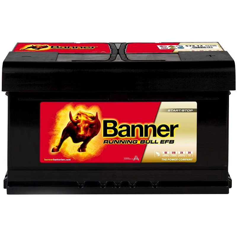 BANNER 012575120101 Autobaterie Running Bull EFB Baterie - kapacita: 75Ah, pro vozidla bez rekuperace brzdové energie
