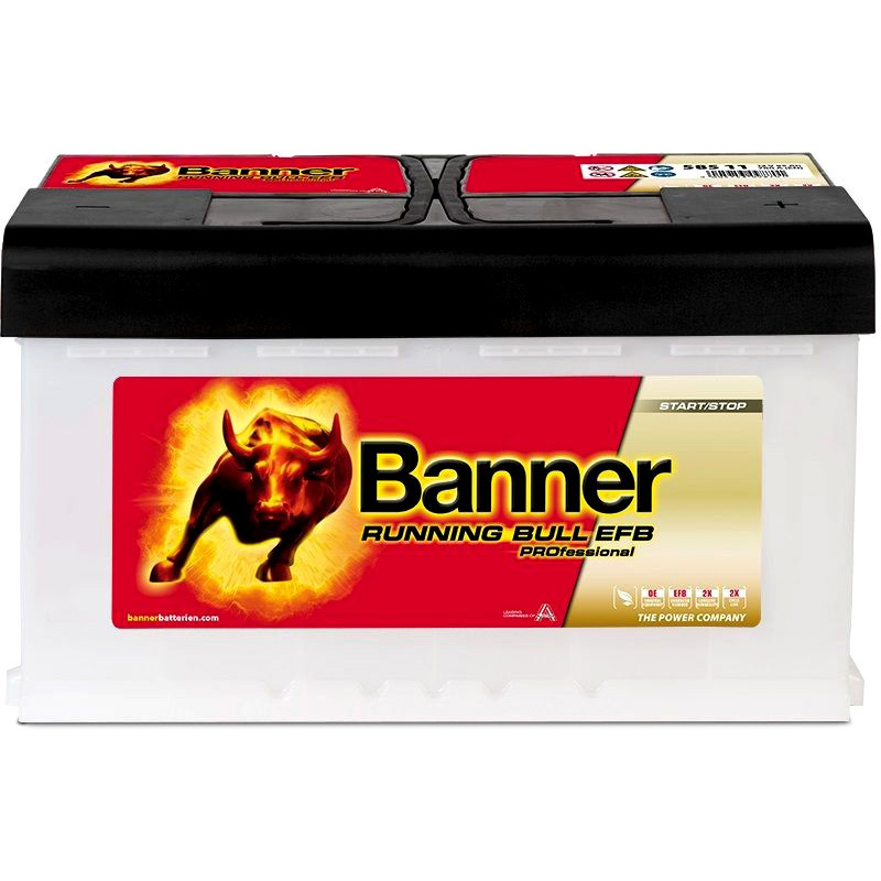 BANNER 012585110101 Autobaterie Running Bull EFB PROfessional Baterie - kapacita: 85Ah, pro vozidla bez rekuperace brzdové energie