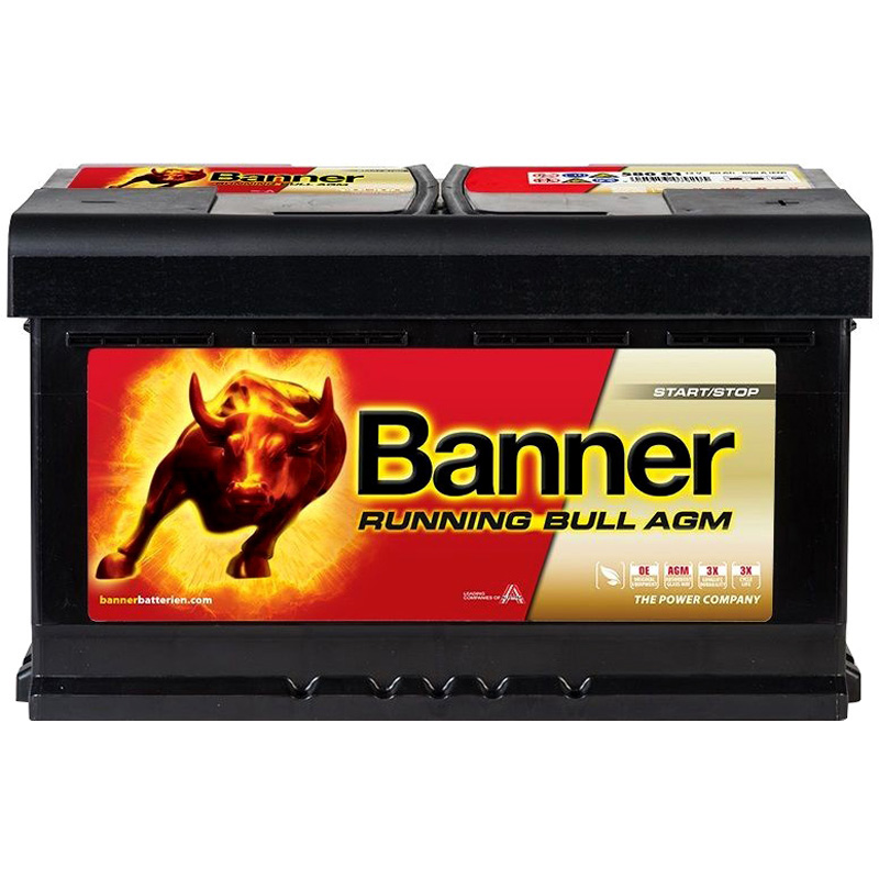 BANNER 016580010101 Autobaterie Running Bull AGM Baterie - kapacita: 80Ah, pro vozidla s rekuperací brzdové energie