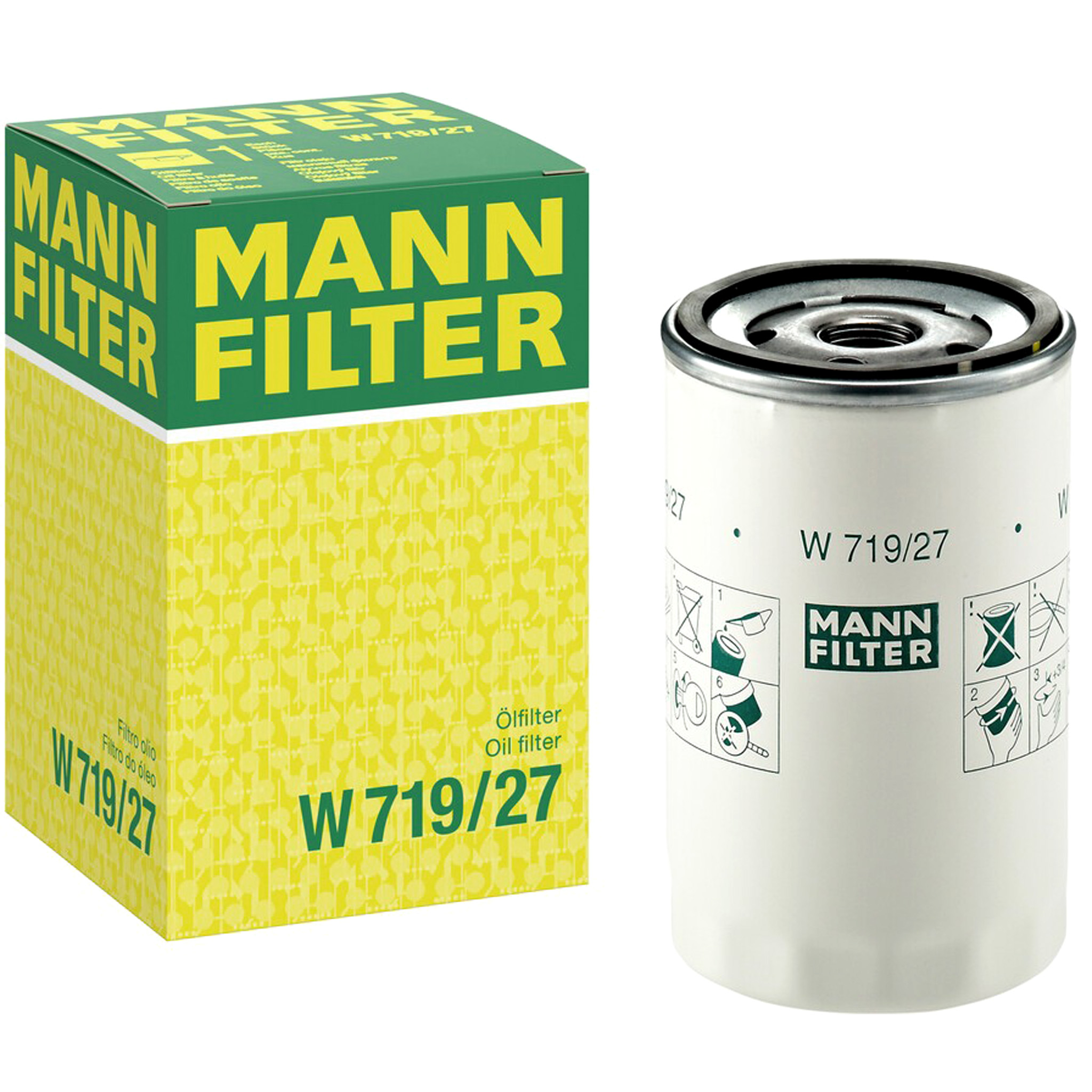 MANN-FILTER W 719/27 Oil filter Spin-on Filter, with one anti-return valve-image-963634