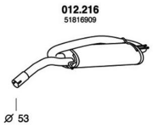 PEDOL 012.216 Endschalldämpfer FIAT: BRAVO 2, LANCIA: DELTA 3