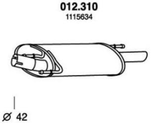 PEDOL 012.310 Endschalldämpfer FORD: FIESTA 4, Fiesta Mk4