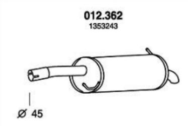 PEDOL 012.362 Rear Silencer FORD: FIESTA 5