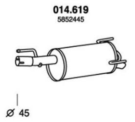 PEDOL 014.619 Rear silencer End silencer, Rear exhaust silencer, Rear muffler VAUXHALL: Meriva Mk1