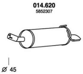 PEDOL 014.620 Endschalldämpfer OPEL: Astra H Schrägheck, Astra H Caravan, Astra H GTC