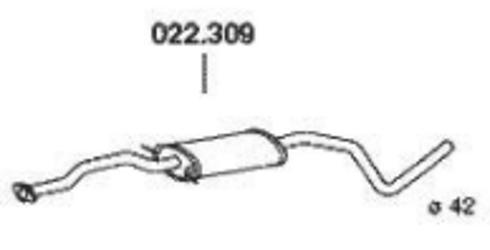 PEDOL 022.309 Mittelschalldämpfer FORD: Escort 6 Cabrio, Escort 6 Schrägheck, Escort 6 Kombi