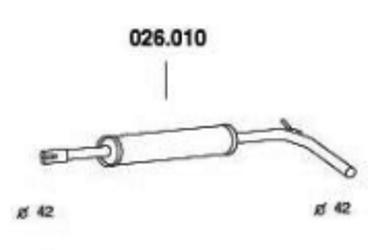 PEDOL 026.010 Middle Silencer Middle Exhaust, Central Silencer, Middle Silencer