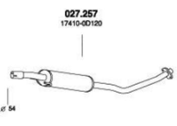 PEDOL 027.257 Mittelschalldämpfer TOYOTA: Corolla IX Schrägheck