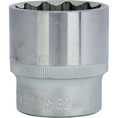 Side view of KS TOOLS 911.1587 Socket Knurled, Double Hexagon, Chrome Vanadium Steel