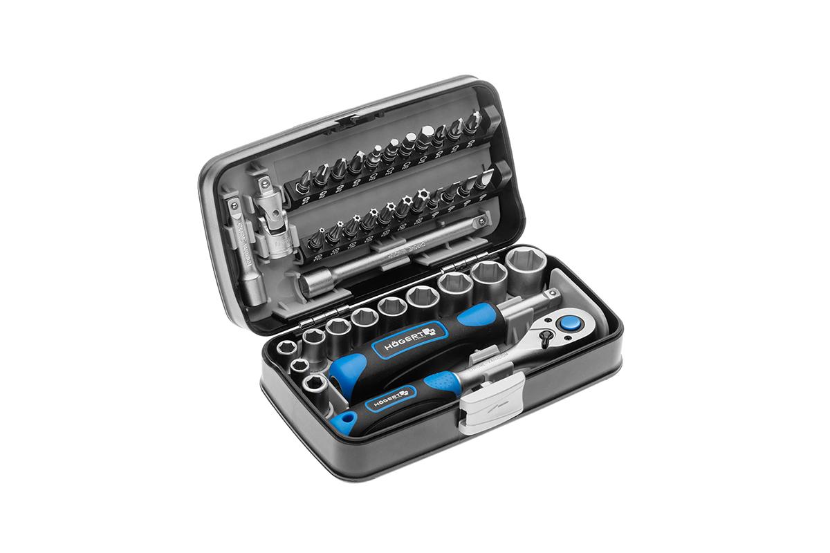 Hogert Technik HT1R462 Tool kit Square Drive Tang Size: 6.3 (1/4")mm (inch), Rectangle, Spanner Size: H6, Number of tools: 38-image-15779132