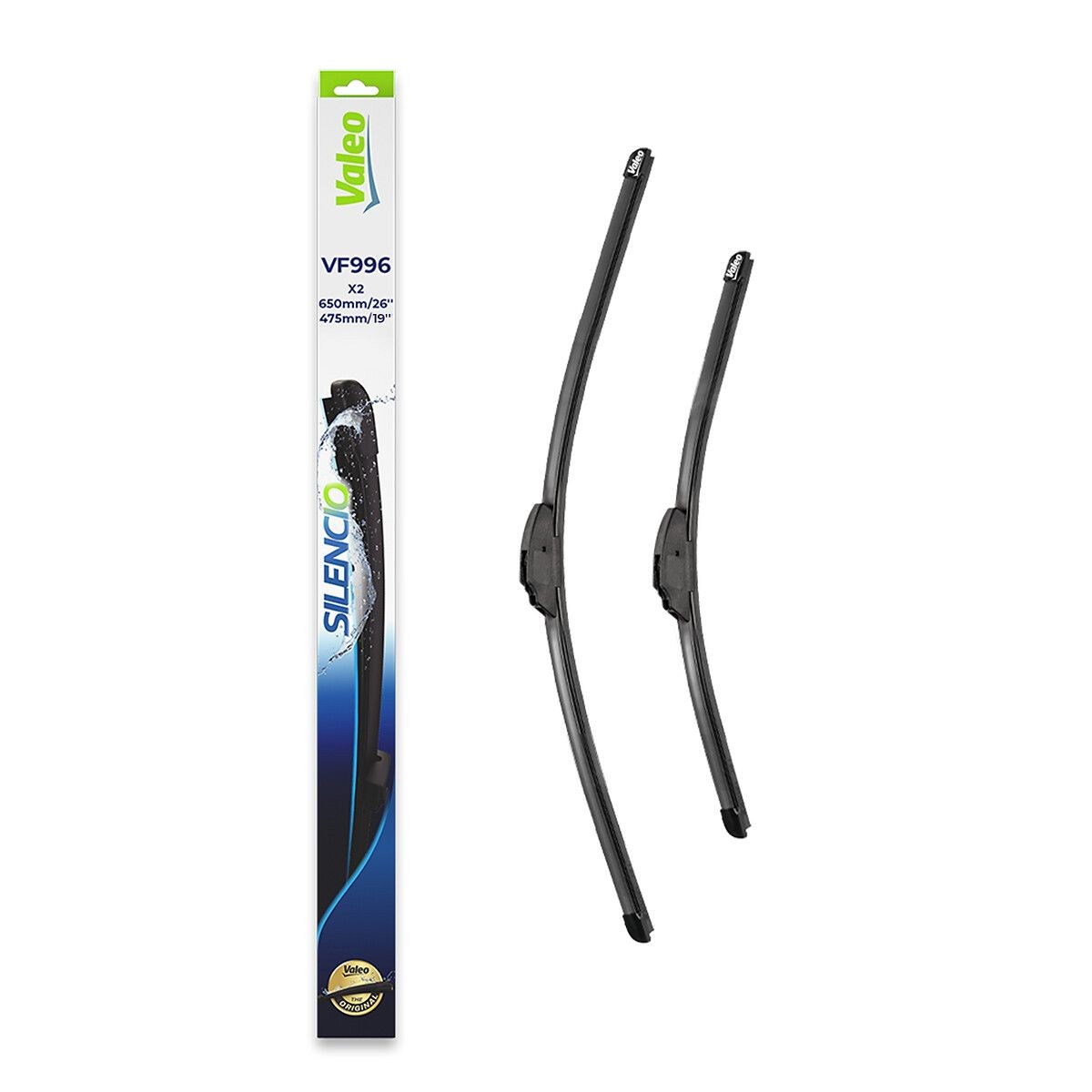 VALEO 577996 Чистачки SILENCIO FLAT BLADE SET отпред, 475mm, безшарнирна стъклочистачка