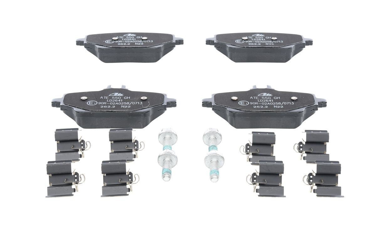 ATE 13.0470-2641.2 Bremsbelagsatz Ceramic exkl. Verschleißwarnkontakt, mit Zubehör, mit Bremssattelschrauben