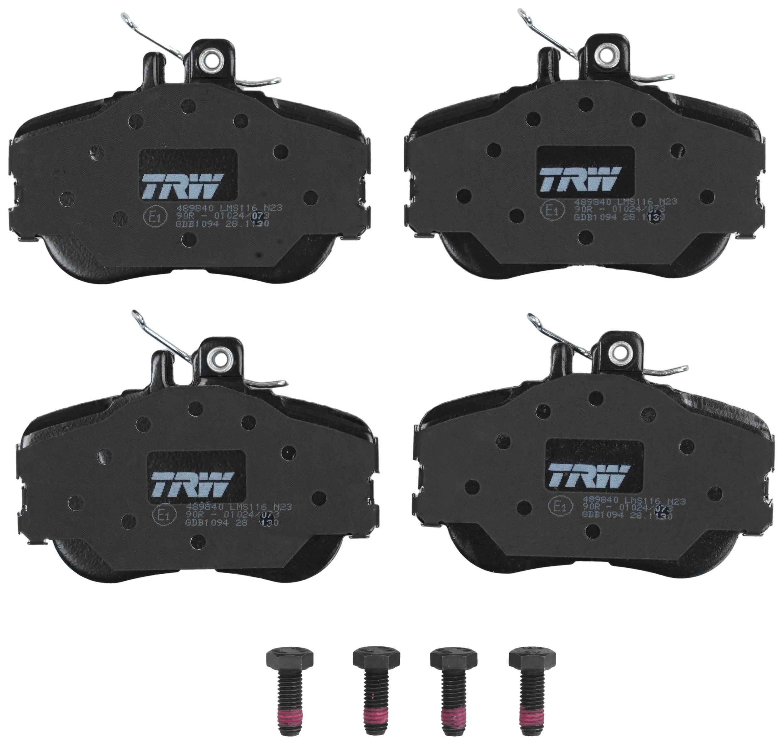 TRW GDB1094 Kit pastiglie freno predisposto per visualizzazione avviso usura, con bulloni pinza freno
