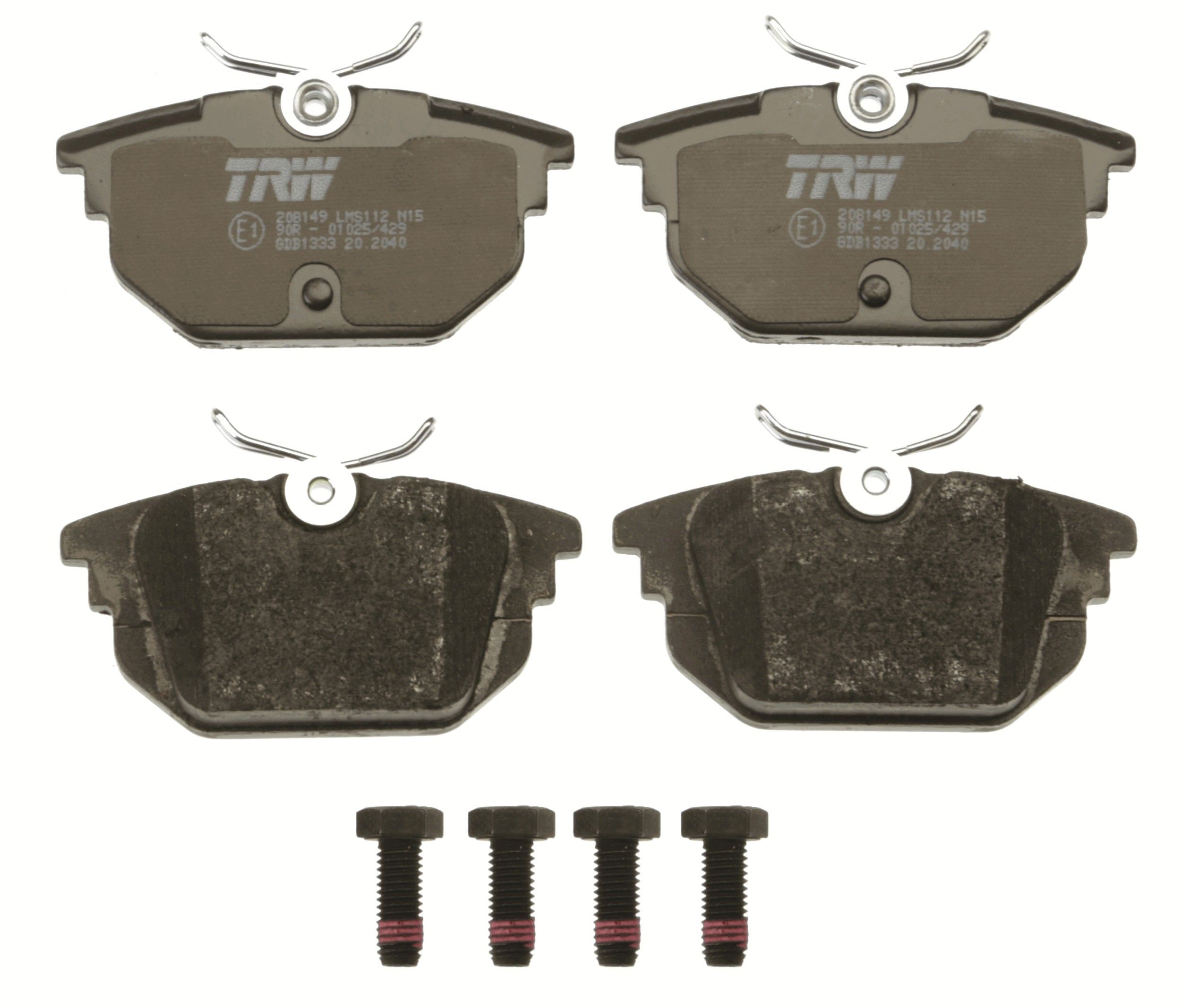 TRW GDB1333 Kit pastiglie freno non predisposto per visualizzazione avviso usura, con bulloni pinza freno