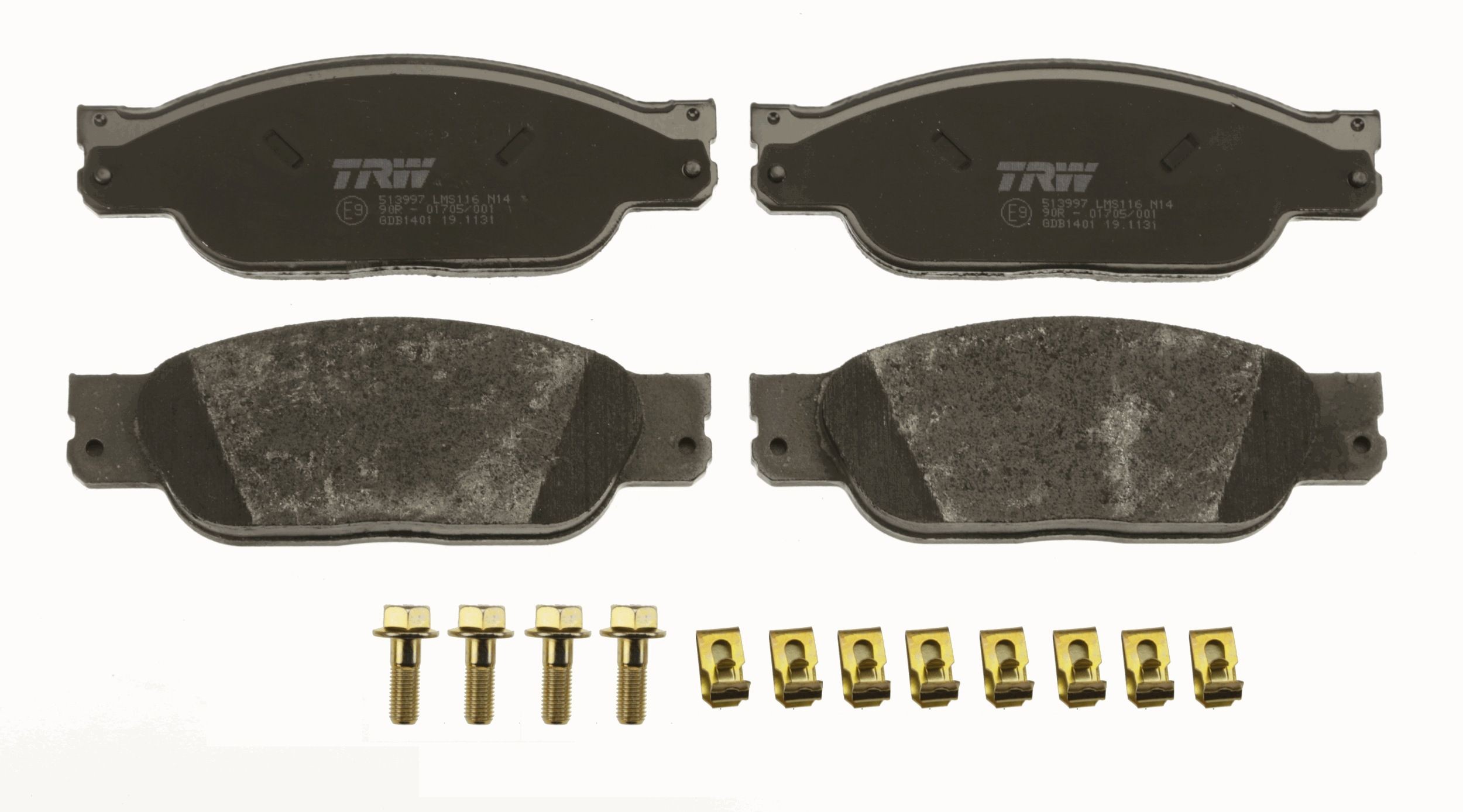 TRW GDB1401 Kit pastiglie freno non predisposto per visualizzazione avviso usura, con bulloni pinza freno