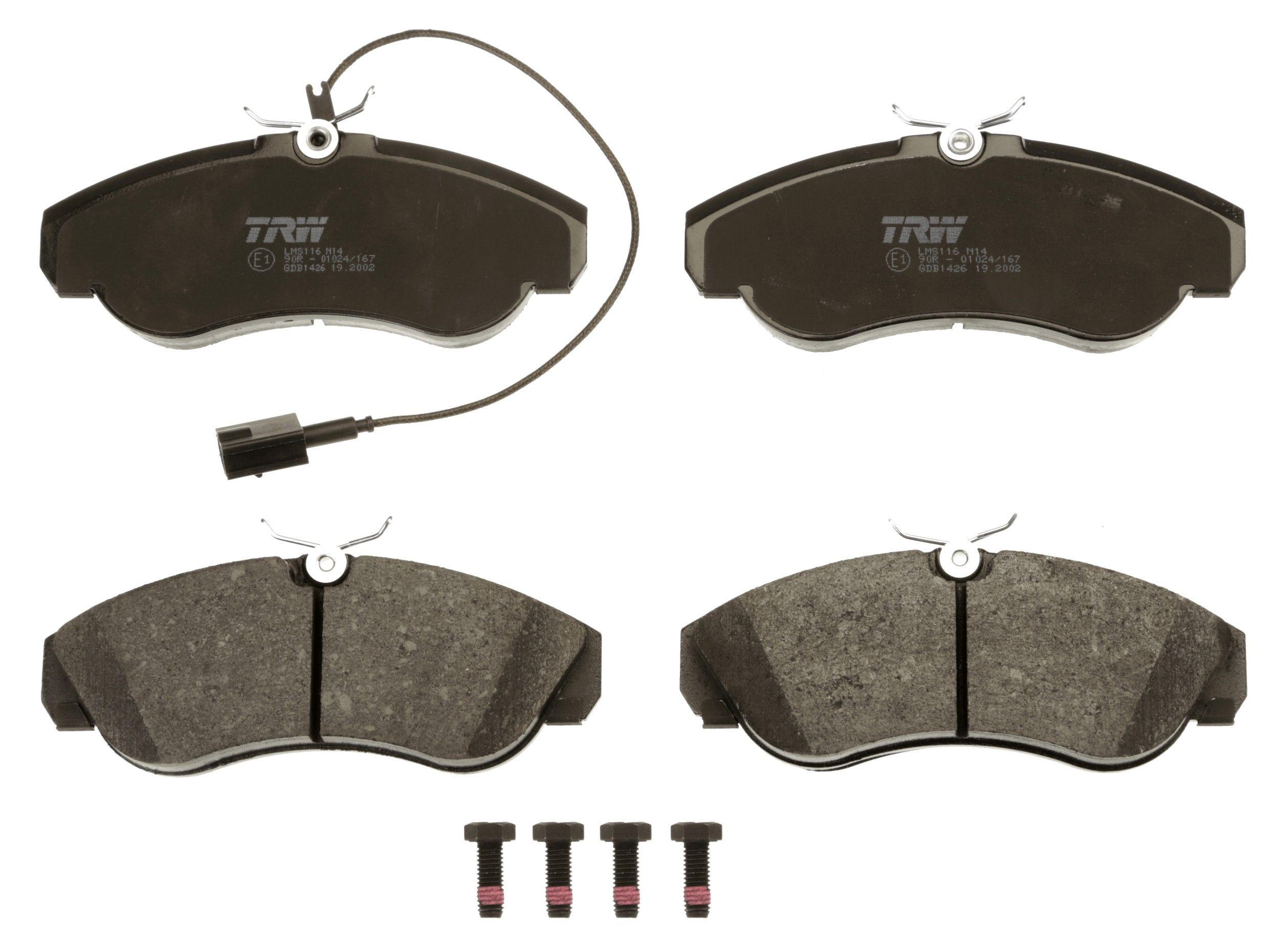 TRW GDB1426 Kit pastiglie freno Con contatto segnalazione usura, con bulloni pinza freno