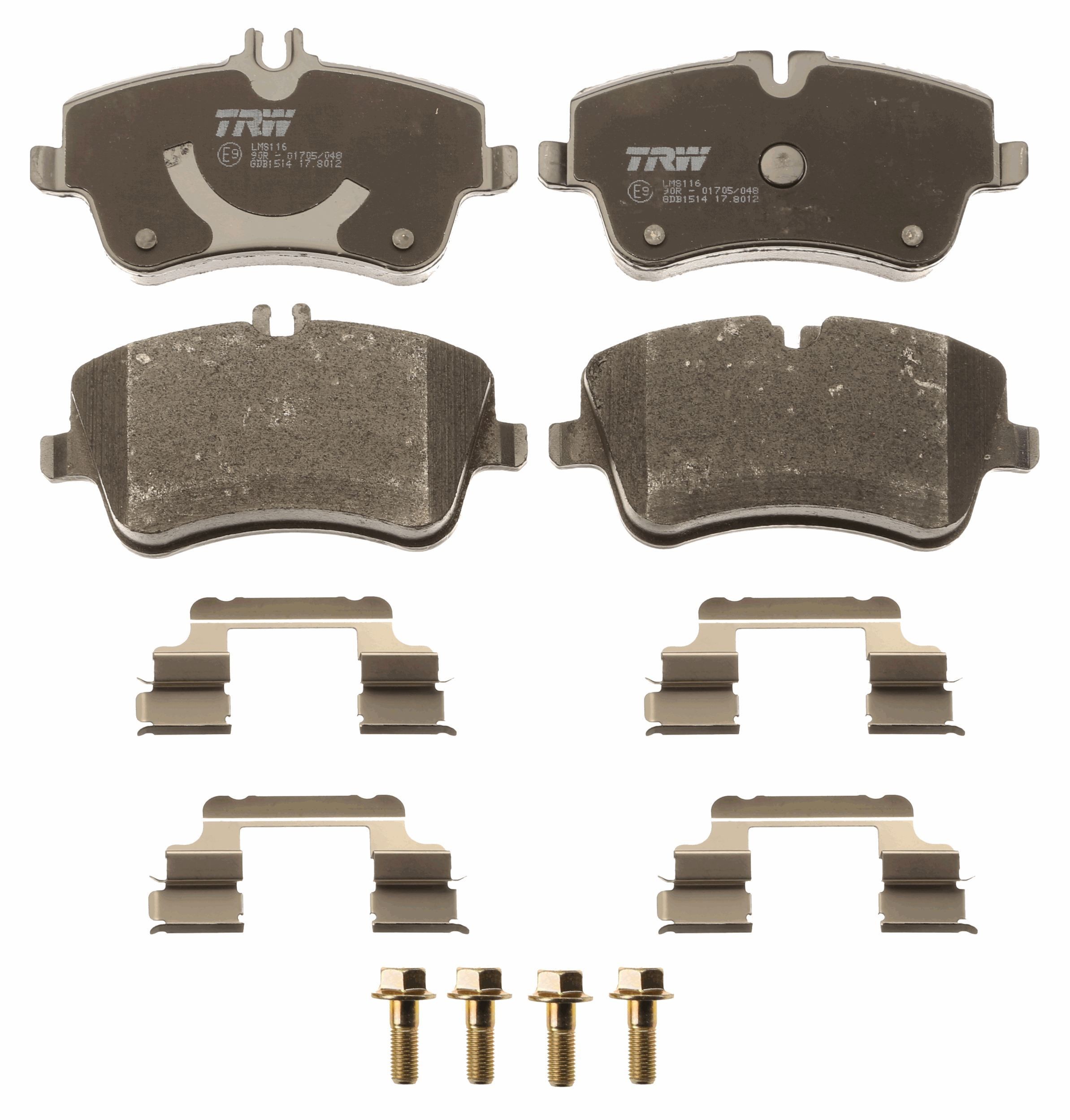TRW GDB1514 Kit pastiglie freno predisposto per visualizzazione avviso usura, con accessori, con bulloni pinza freno