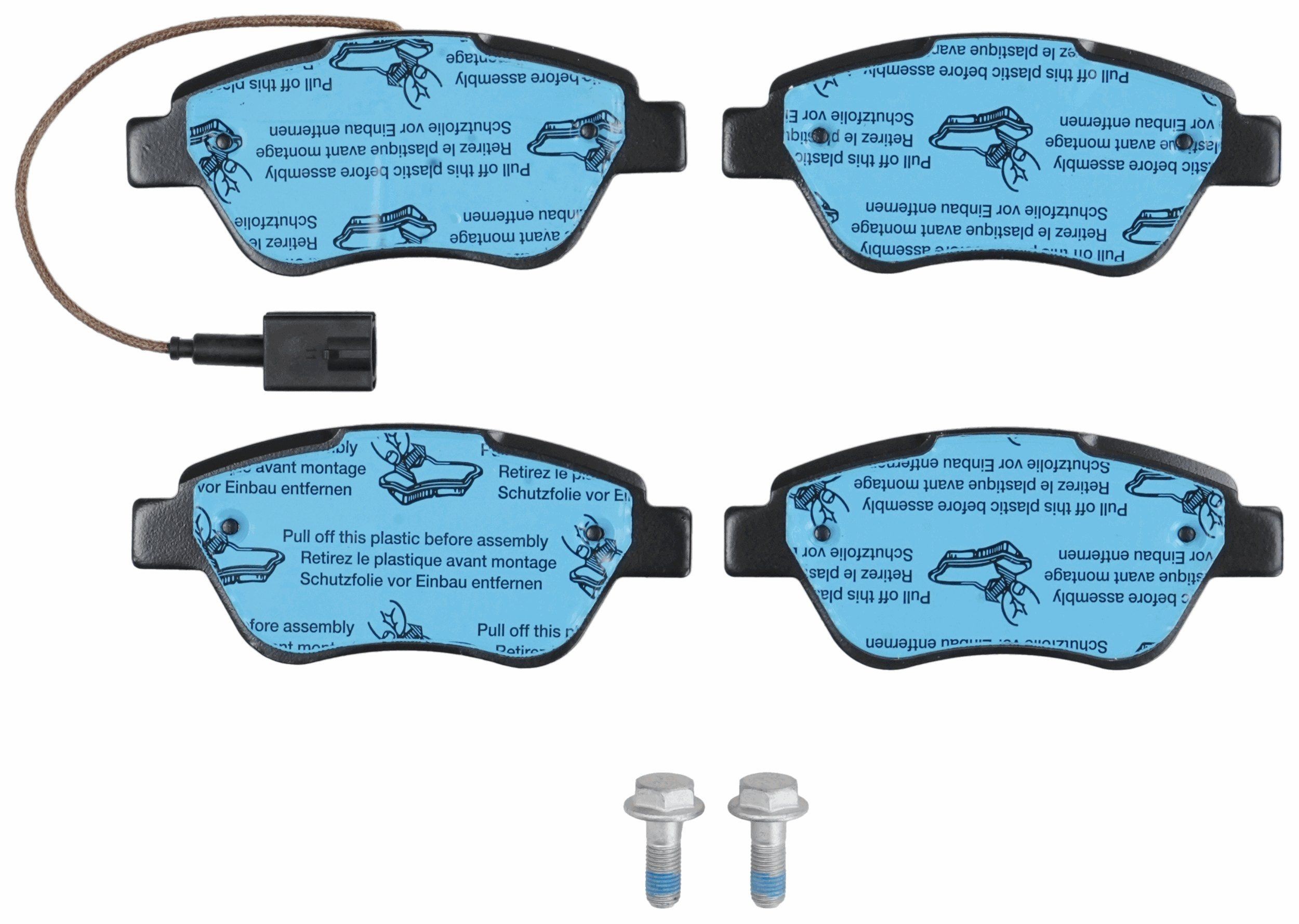 TRW GDB1590 Kit pastiglie freno Con contatto segnalazione usura, con bulloni pinza freno