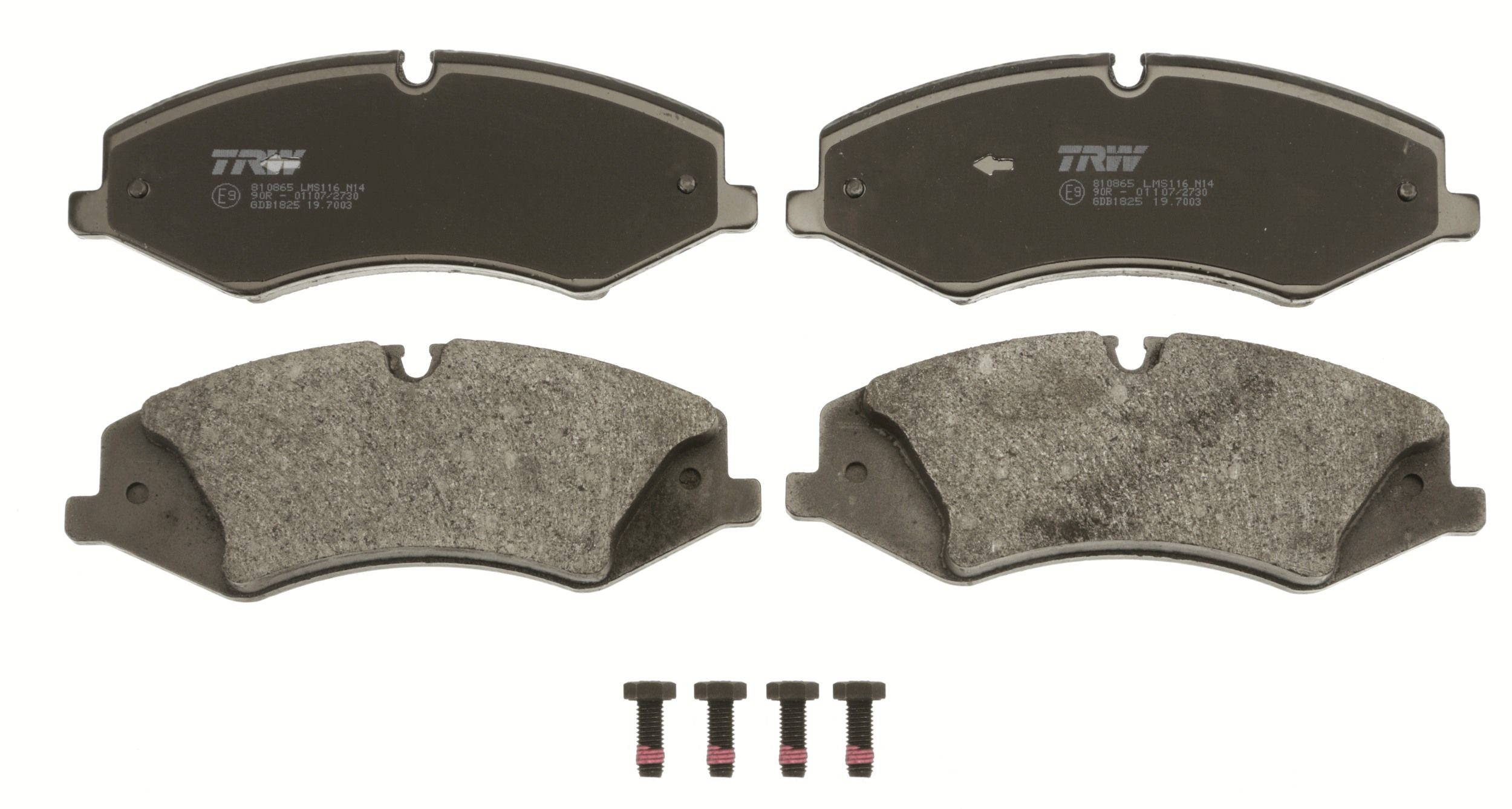 TRW GDB1825 Kit pastiglie freno predisposto per visualizzazione avviso usura, con bulloni pinza freno