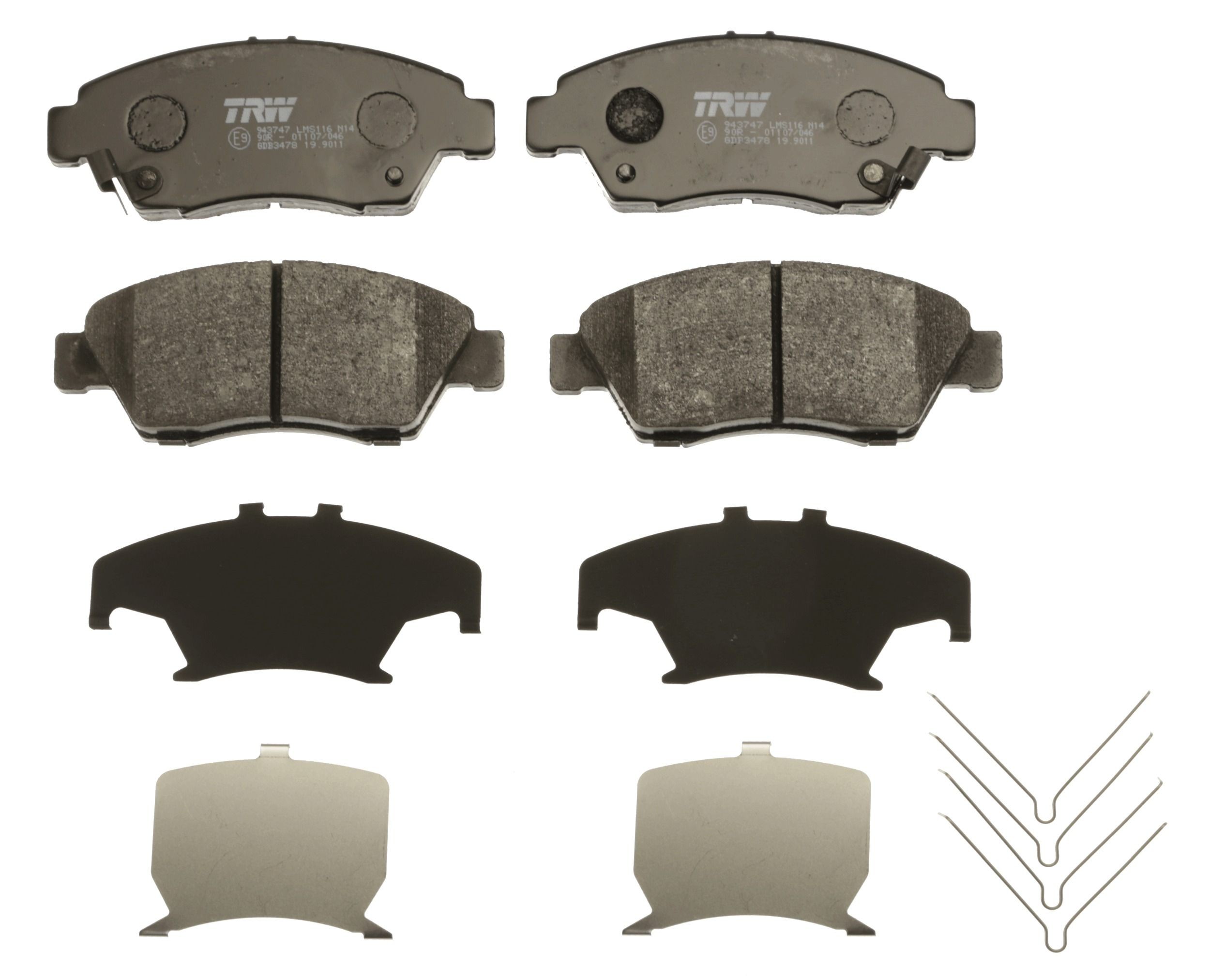 TRW GDB3478 Kit pastiglie freno con segnalatore acustico usura, con accessori