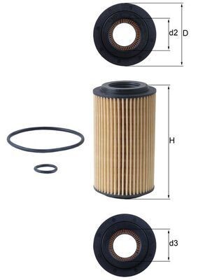 MAHLE OX 153D4 Oil filter Filter Insert, with gaskets/seals-image-2681203