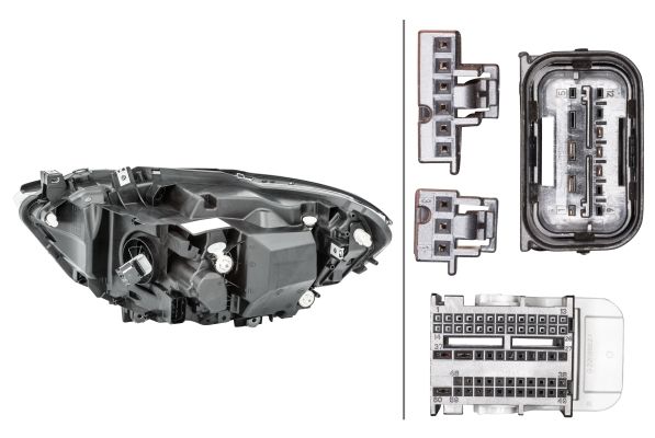Side view of HELLA 1LX 011 929-441 Headlights Right, LED, with motor for headlamp levelling, LED, without LED control unit for indicators