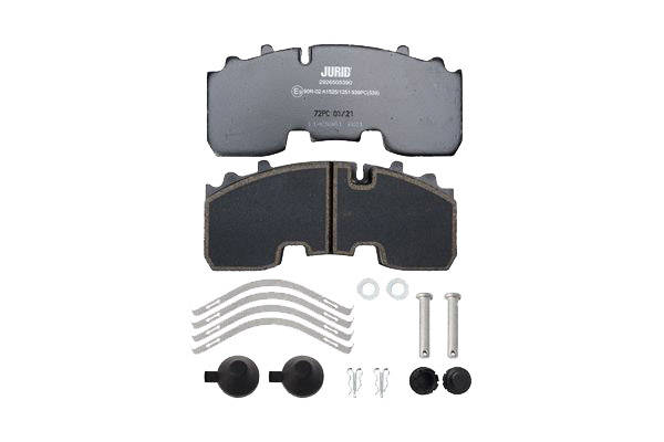 JURID 2926505390 Brake pad set prepared for wear warning indicator, with accessories-image-9441416
