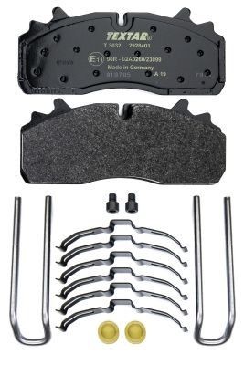 TEXTAR 2928401 Brake pad set WI-fastener, prepared for wear warning indicator, with brake caliper screws, with accessories-image-9441546