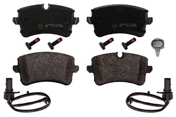 SWAG 30 11 6016 Brake pad set Rear Axle, incl. wear warning contact, with bolts/screws-image-9467275