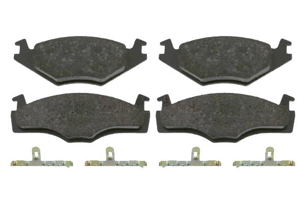 SWAG 30 91 6005 Brake pad set Front Axle, excl. wear warning contact, with fastening material, with fastening/mounting material-image-9467478