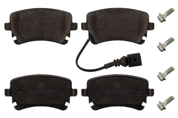 SWAG 30 91 6860 Brake pad set Rear Axle, incl. wear warning contact, with bolts/screws-image-9467581