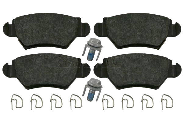 SWAG 40 91 6445 Brake pad set Rear Axle, with acoustic wear warning, with fastening material-image-9683515