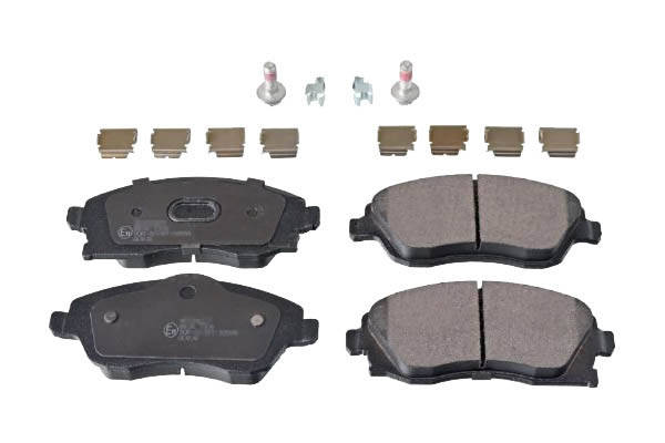 SWAG 40 91 6748 Brake pad set Front Axle, with acoustic wear warning, with fastening material-image-9683526