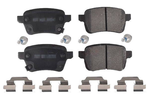 SWAG 40 91 6903 Brake pad set Rear Axle, with acoustic wear warning, with fastening material-image-9683533