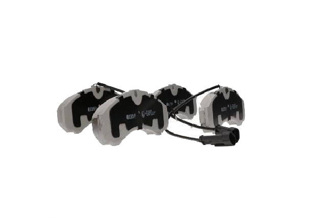Side view of ASHIKA 50-00-0012 Brake pad set Front Axle, with integrated wear warning contact