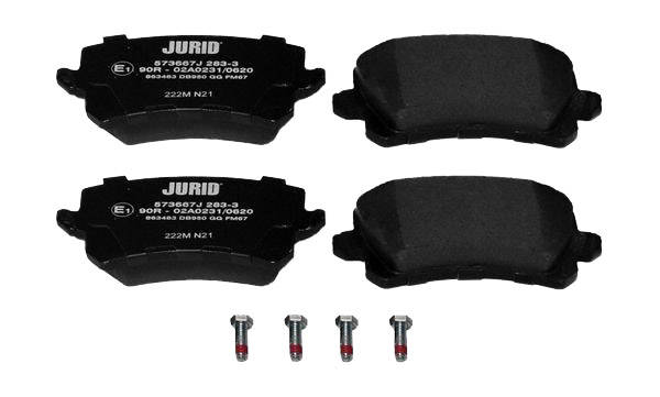 JURID 573667J Brake pad set not prepared for wear warning indicator, with brake caliper screws, without accessories-image-9951946