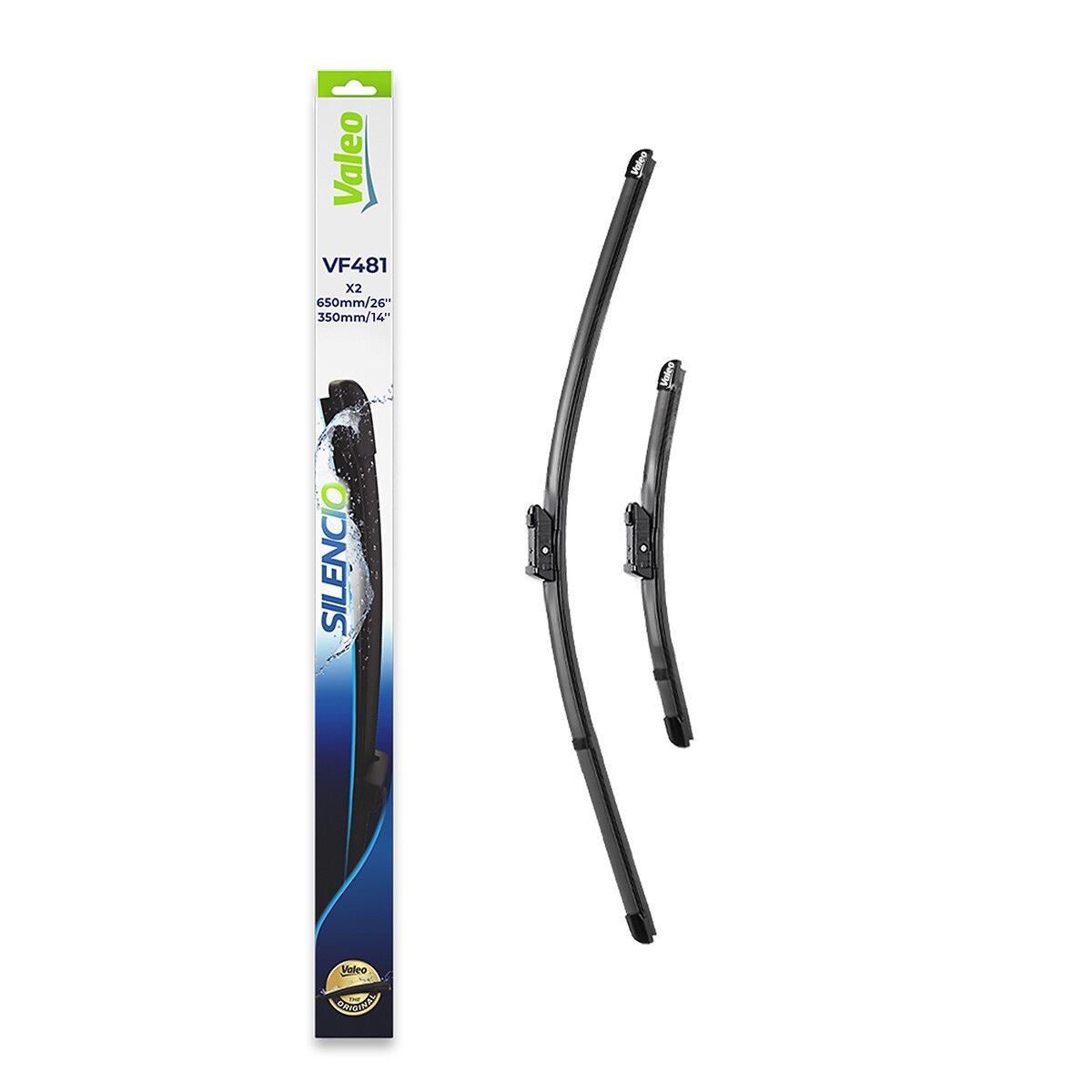 VALEO 574681 Scheibenwischer SILENCIO FLAT BLADE SET vorne, 350mm, Flachbalkenwischblatt, Top Lock